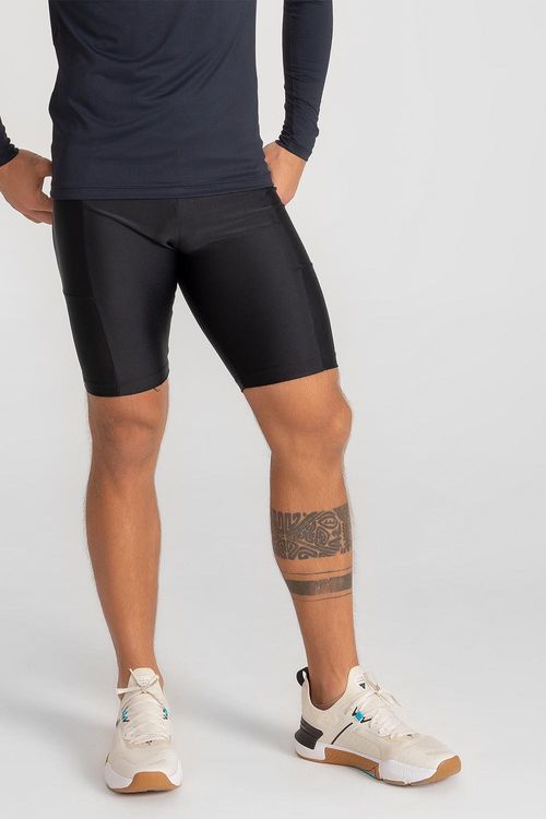 Bermuda de Aquecimento com Bolso Refletivo Masculina - Preto
