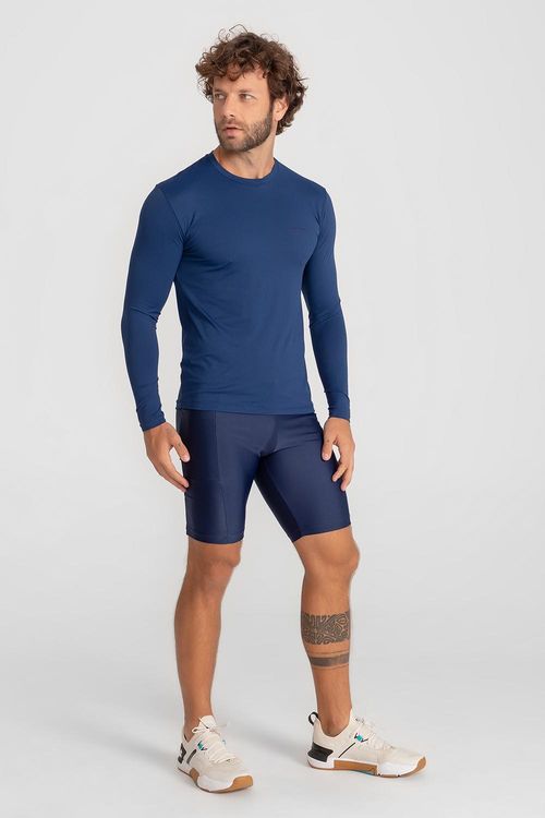Bermuda de Aquecimento com Bolso Refletivo Masculina - Marinho