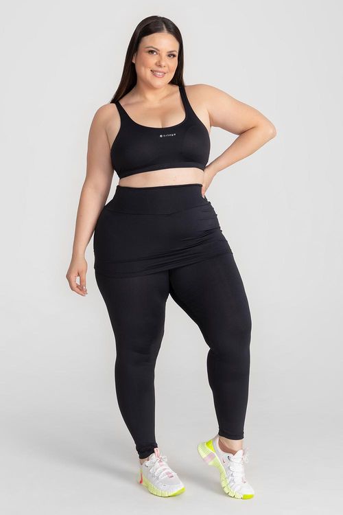 Calça Legging Plus Soft Essential com Saia ID - Preto