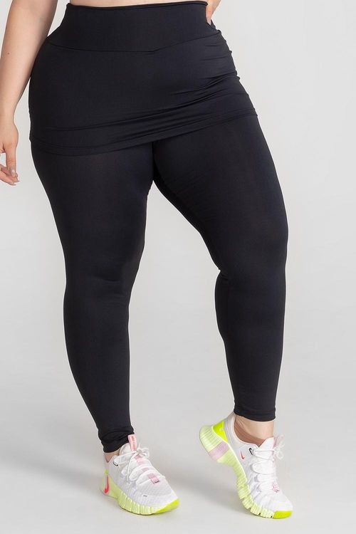 Calça Legging Plus Soft Essential com Saia ID - Preto
