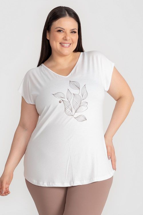 T-Shirt Plus Fluidity Botanic - Branco