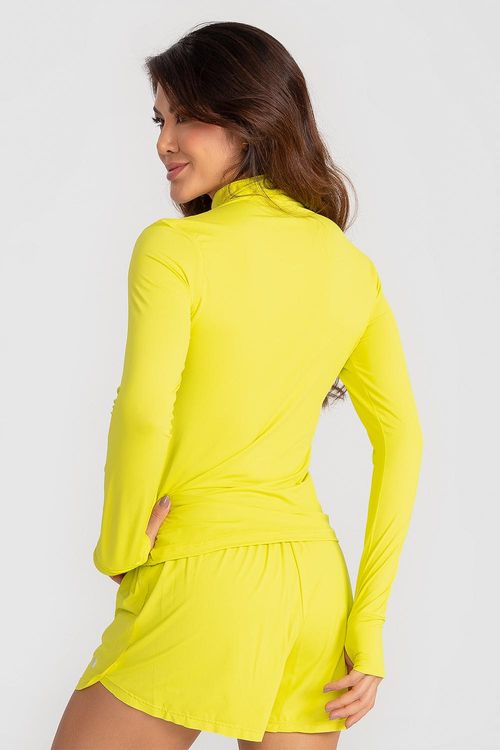 Blusa Neutral Manga Longa Run com Abertura no Polegar - Pineapple