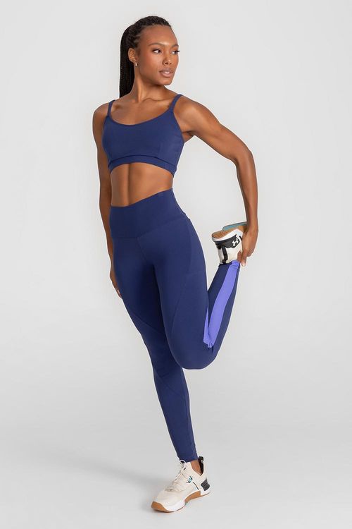 Calça Legging Nakay Ribbed com Bolsos Funcionais - Marinho