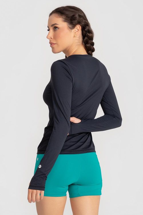Blusa Eco Dry Manga Longa Run com Abertura para Polegar - Preto