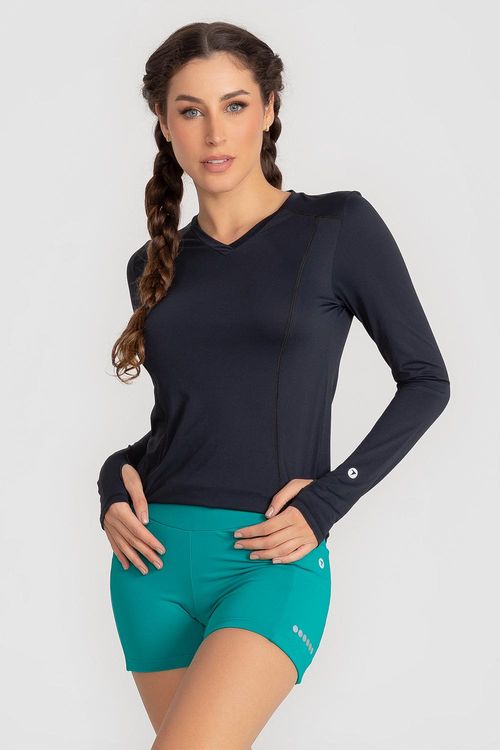 Blusa Eco Dry Manga Longa Run com Abertura para Polegar INVERNO25 - Preto