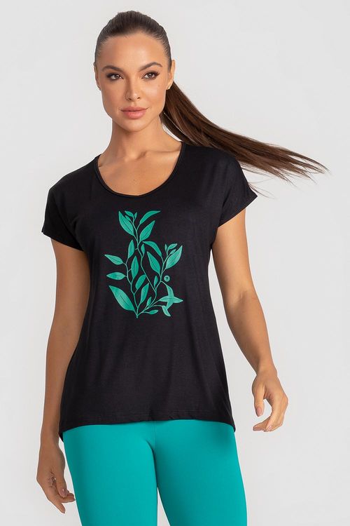 T-Shirt Fluidity Leaves - Preto