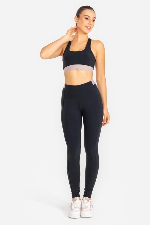 Legging Essential High Compression ID - Preto/Taupe