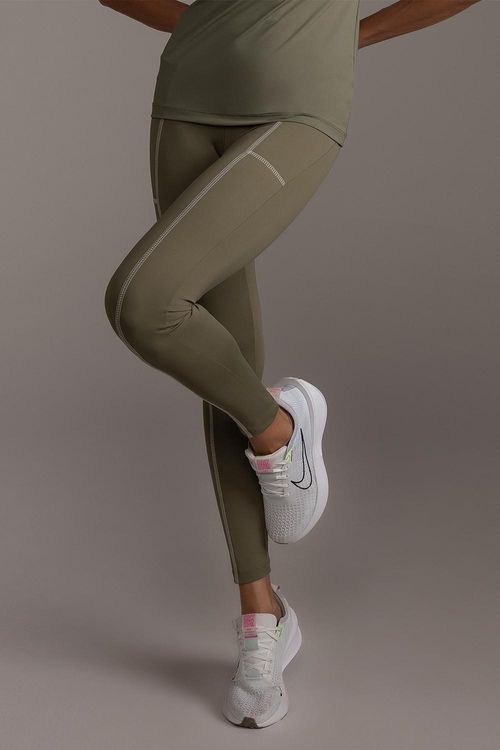 Calça Legging Cover Contraste com Bolsos Funcionais - Oliva