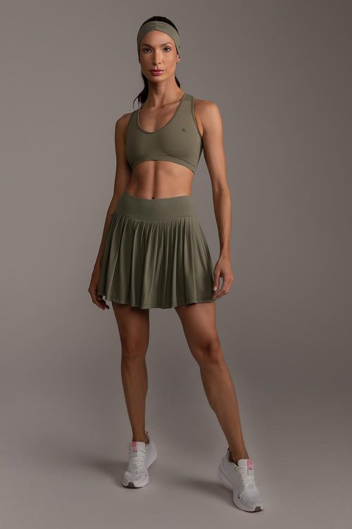 Saia-Shorts Neutral Plissada com Bolso para Bola - Oliva