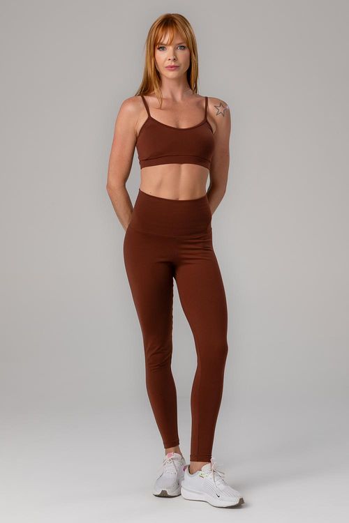 Calça Legging High Compression Essential Com Bolso - Cacau