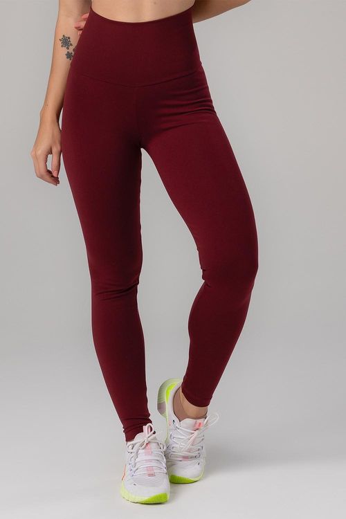 Calça Legging High Compression Essential Com Bolso - Bordô