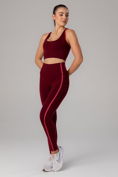 Calça Legging High Compression Line com Bolsos - Bordô