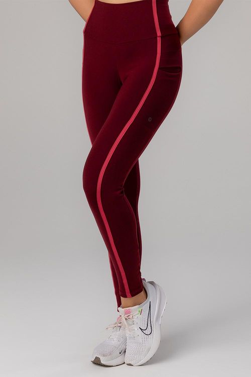 Calça Legging High Compression Line com Bolsos - Bordô