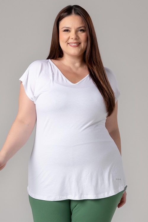 Blusa Fluidity Plus Essential Decote V - Branco