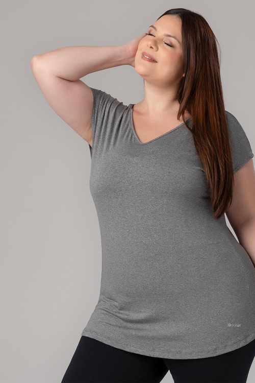 Blusa Fluidity Plus Essential Decote V - Mescla Forte