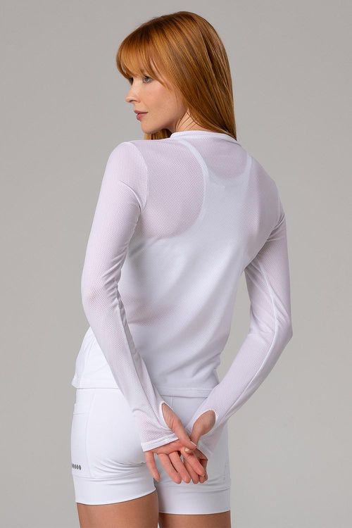 Blusa Aero Running com Abertura para Polegar - Branco