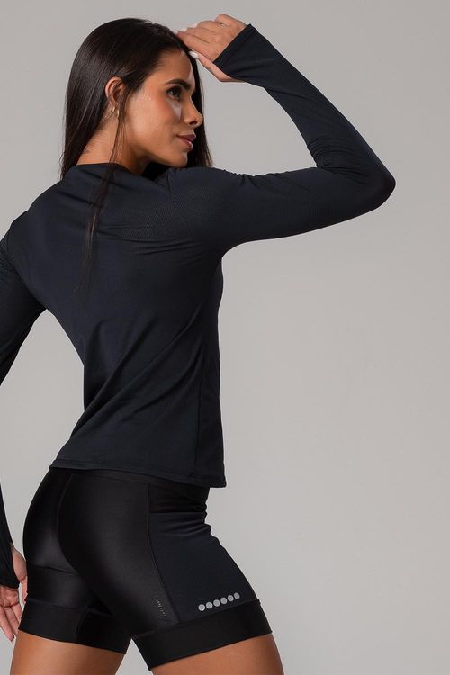 Blusa Aero Running com Abertura para Polegar - Preto
