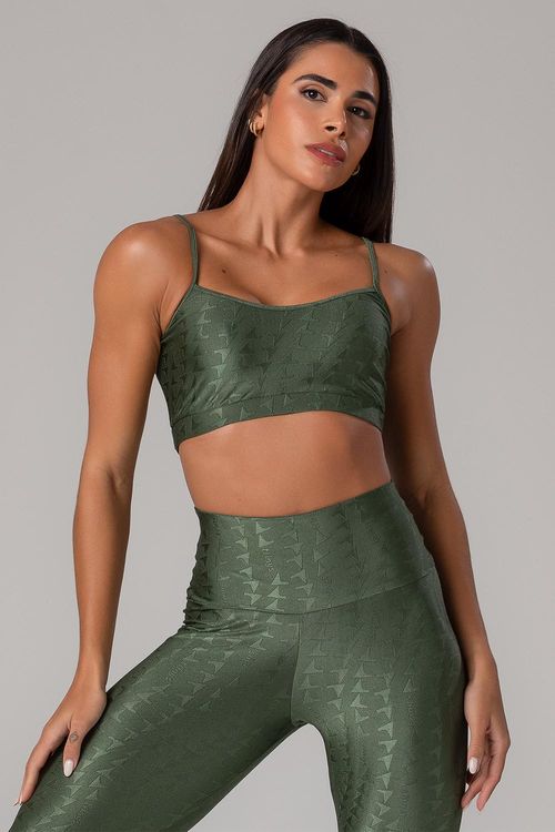 Top Jacquard ID com Bojo Removível - Verde Croco
