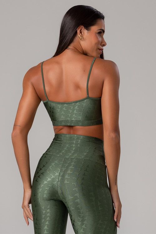 Top Jacquard ID com Bojo Removível - Verde Croco