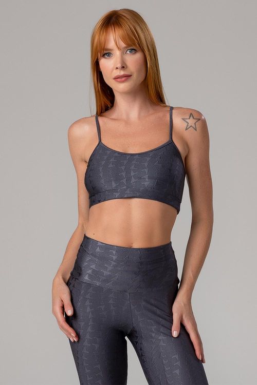 Top Jacquard ID com Bojo Removível - Chumbo