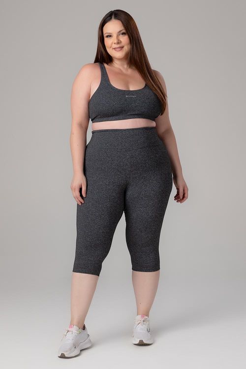 Calça Corsário Plus Essential Flex - Mescla Preto