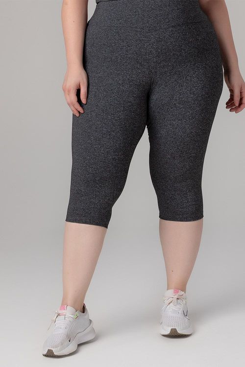 Calça Corsário Plus Essential Flex - Mescla Preto