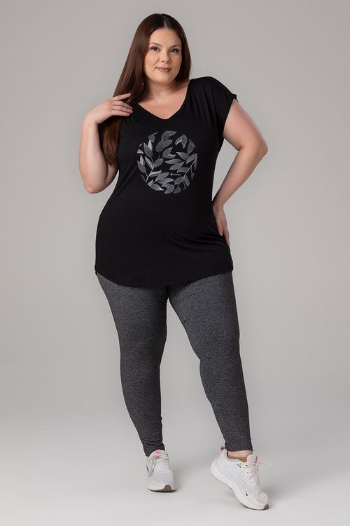 Calça Legging Plus Essential Flex - Mescla Preto