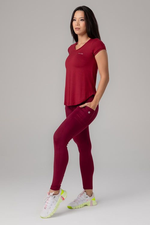 Calça Legging Soft Core Com Bolsos - Bordô