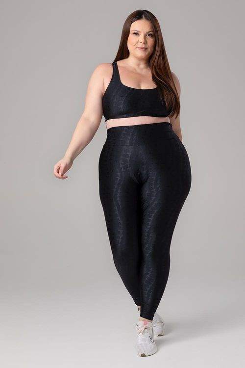 Calça Legging Plus Jacquard ID - Preto