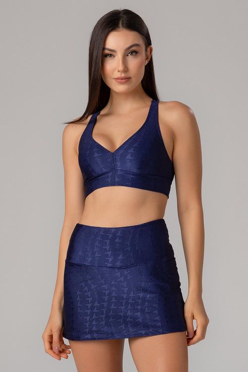 Top Jacquard ID Decote V Com Bojo Removível - Marinho