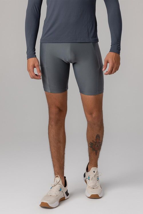 Bermuda de Aquecimento com Bolso Refletivo Masculina - Chumbo