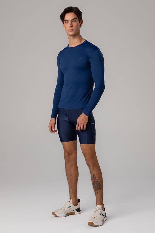 Bermuda de Aquecimento com Bolso Refletivo Masculina - Marinho