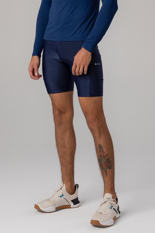 Bermuda de Aquecimento com Bolso Refletivo Masculina - Marinho