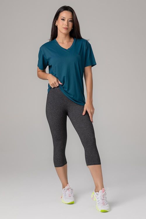 Calça Corsário Essential High Compression - Mescla Preto