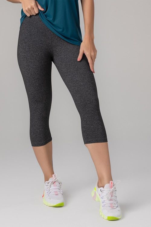 Calça Corsário Essential High Compression - Mescla Preto