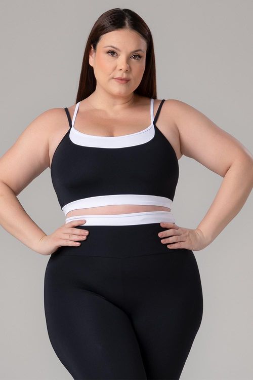 Top Plus Cover Dual Cross Com Bojo Removível - Preto / Branco