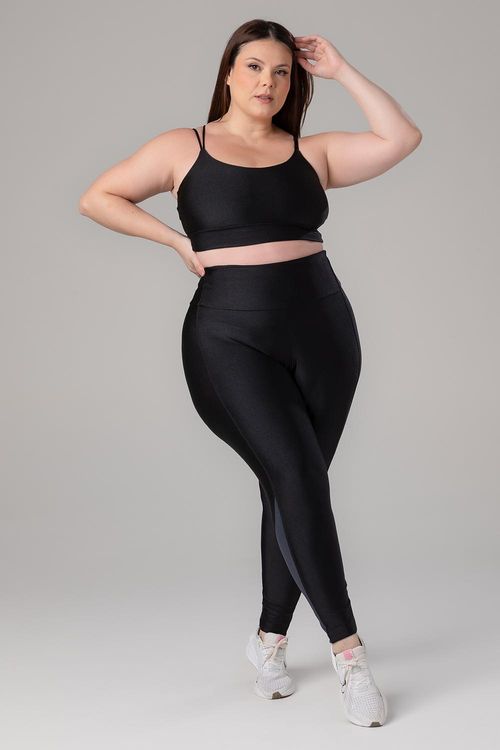 Calça Plus Lumi Recorte Com Bolso No Cós - Preto