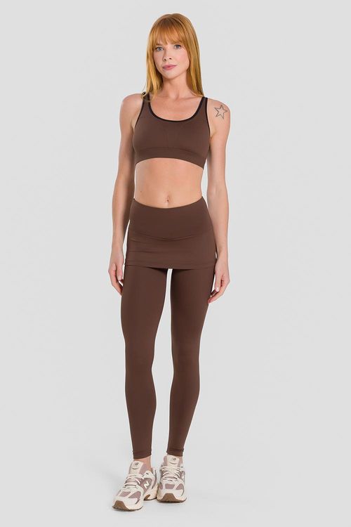 CALÇA LEGGING SOFT ESSENTIAL COM SAIA ADULTO - REF. A889 - MARROM - ADULTO
