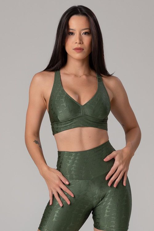 TOP JACQUARD ID DECOTE V COM BOJO REMOVÍVEL ADULTO - REF. F15381 - VERDE CROCO - ADULTO
