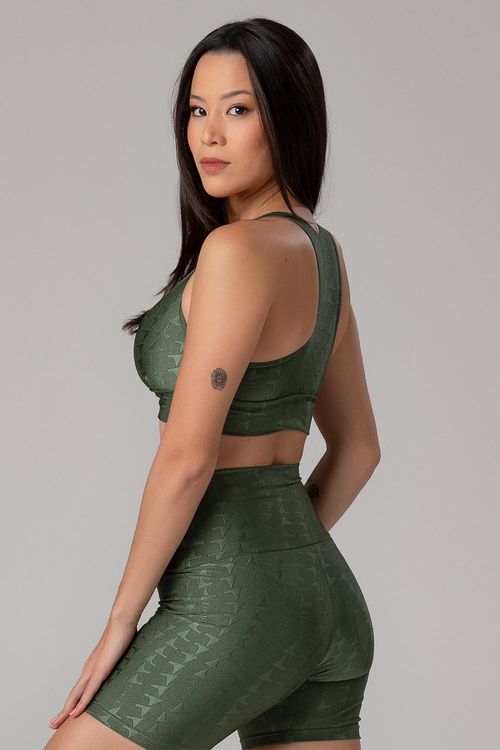 TOP JACQUARD ID DECOTE V COM BOJO REMOVÍVEL ADULTO - REF. F15381 - VERDE CROCO - ADULTO