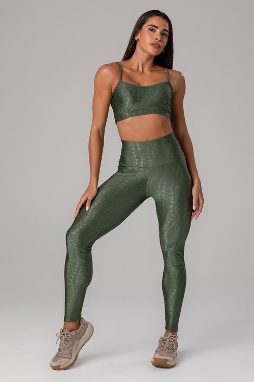 CALÇA LEGGING JACQUARD ID ADULTO - REF. F15382 - VERDE CROCO