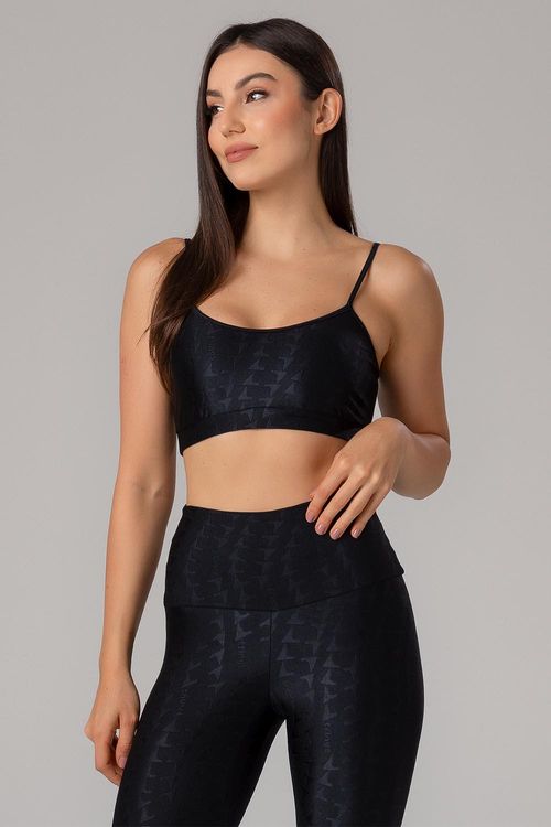 TOP JACQUARD ID COM BOJO REMOVÍVEL ADULTO - REF. 15383 - PRETO