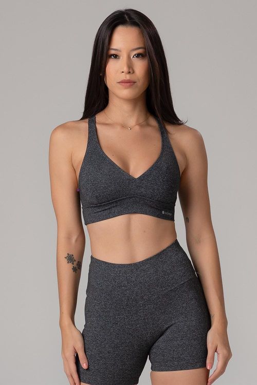 TOP FLEX DECOTE V COM BOJO REMOVÍVEL ADULTO - REF. F15323 - MESCLA PRETO