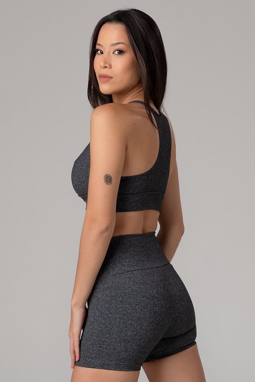 TOP FLEX DECOTE V COM BOJO REMOVÍVEL ADULTO - REF. F15323 - MESCLA PRETO