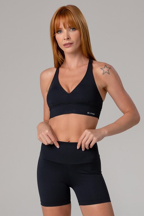 TOP FLEX DECOTE V COM BOJO REMOVÍVEL ADULTO - REF. F15323 - PRETO