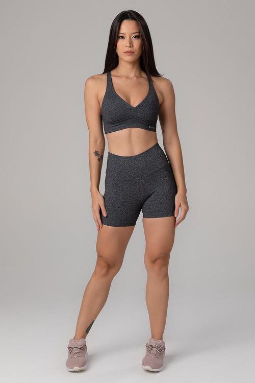 SHORTS ESSENTIAL FLEX ADULTO - REF. F15324 - MESCLA PRETO - ADULTO