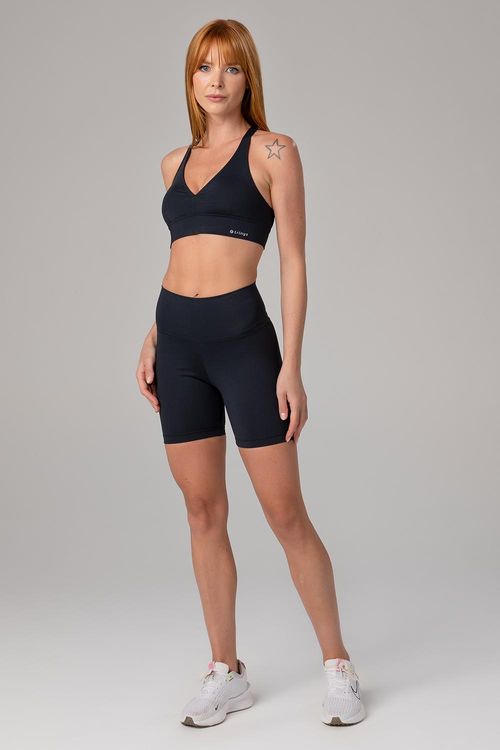 SHORTS INTERMEDIÁRIO ESSENTIAL FLEX ADULTO - REF. F15325 - PRETO - ADULTO