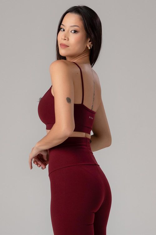 TOP HIGH COMPRESSION ESSENTIAL COM BOJO REMOVÍVEL ADULTO - REF. A853 - BORDO - ADULTO