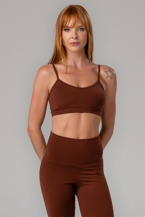 TOP HIGH COMPRESSION ESSENTIAL COM BOJO REMOVÍVEL ADULTO - REF. A853 - CACAU - ADULTO