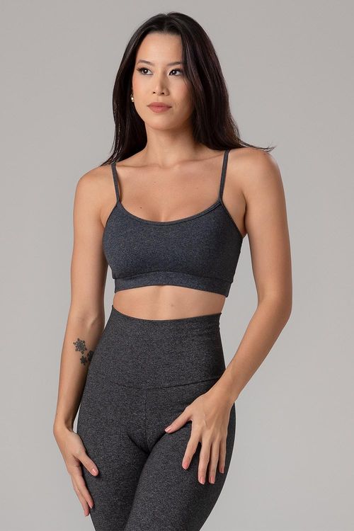 TOP HIGH COMPRESSION ESSENTIAL COM BOJO REMOVÍVEL ADULTO - REF. A853 - MESCLA PRETO